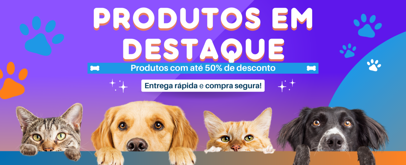 Banner promoção pet shop divertido roxo